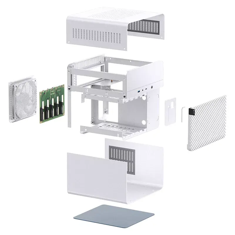 Jonsbo N2 skriňa NAS Mini-ITX, kocka, hliník/oceľ, biela