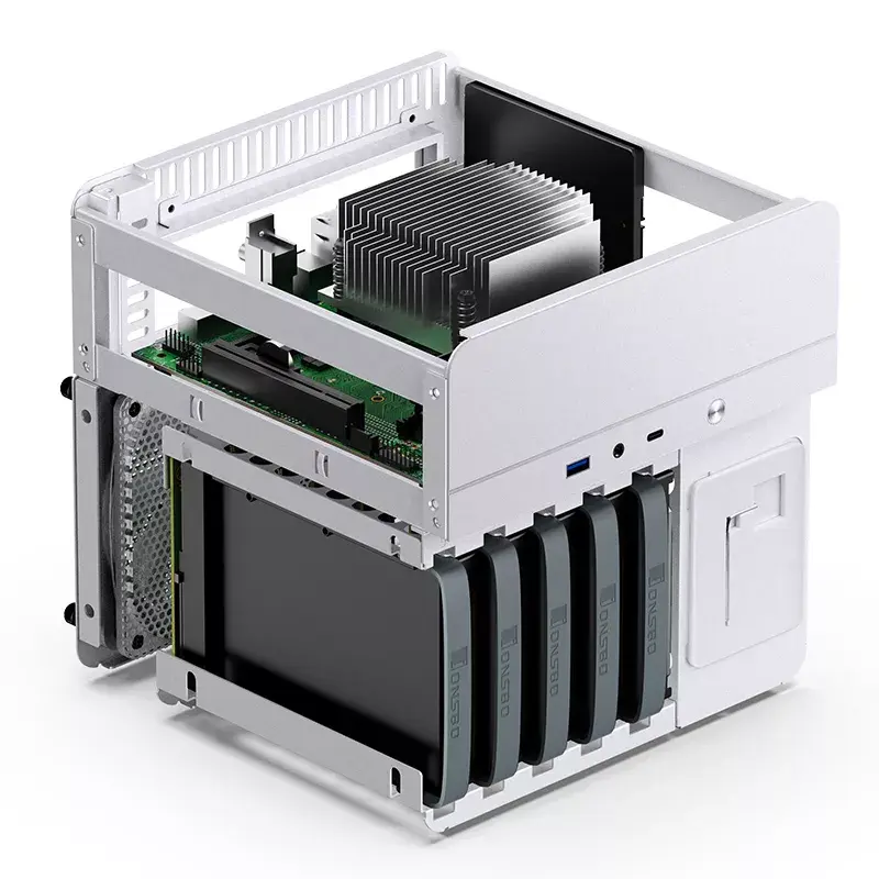Jonsbo N2 skriňa NAS Mini-ITX, kocka, hliník/oceľ, biela