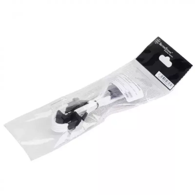 SilverStone SST-PP07-BTSW predlžovací napájací kábel zo 4-pinového Molexu na 4x SATA, 0,3 m, biely