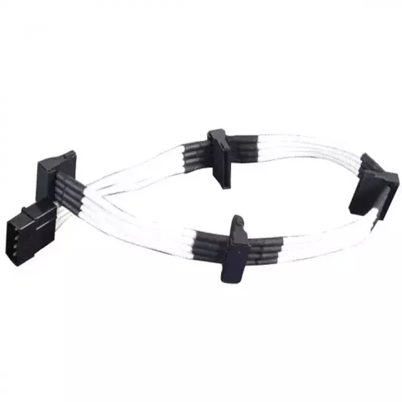 SilverStone SST-PP07-BTSW predlžovací napájací kábel zo 4-pinového Molexu na 4x SATA, 0,3 m, biely