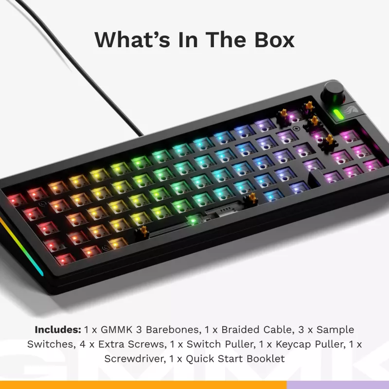 Glorious Gaming GMMK 3 65% Barebones Wired čierna - ISO
