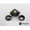 Kompresný uhol BitsPower Carbon čierny BP-CBE90DML — mosadzný 90° fitting, čierny carbon vzhľad, 1 ks