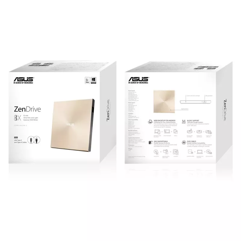 ASUS ZenDrive U9M optická mechanika DVD±RW zlatá