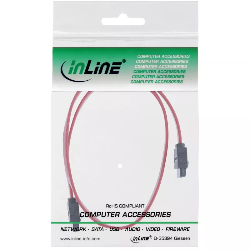 InLine SATA 6Gb/s kábel s poistnými jazýčkami 0,3 m