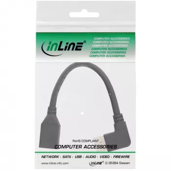 InLine DisplayPort 1.4 adaptérový kábel M/F, 8K4K, zahnutý doprava, čierna/zlatá