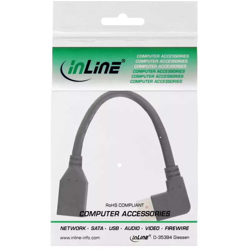 InLine DisplayPort 1.4 adaptérový kábel M/F, 8K4K, zahnutý doprava, čierny/zlatý