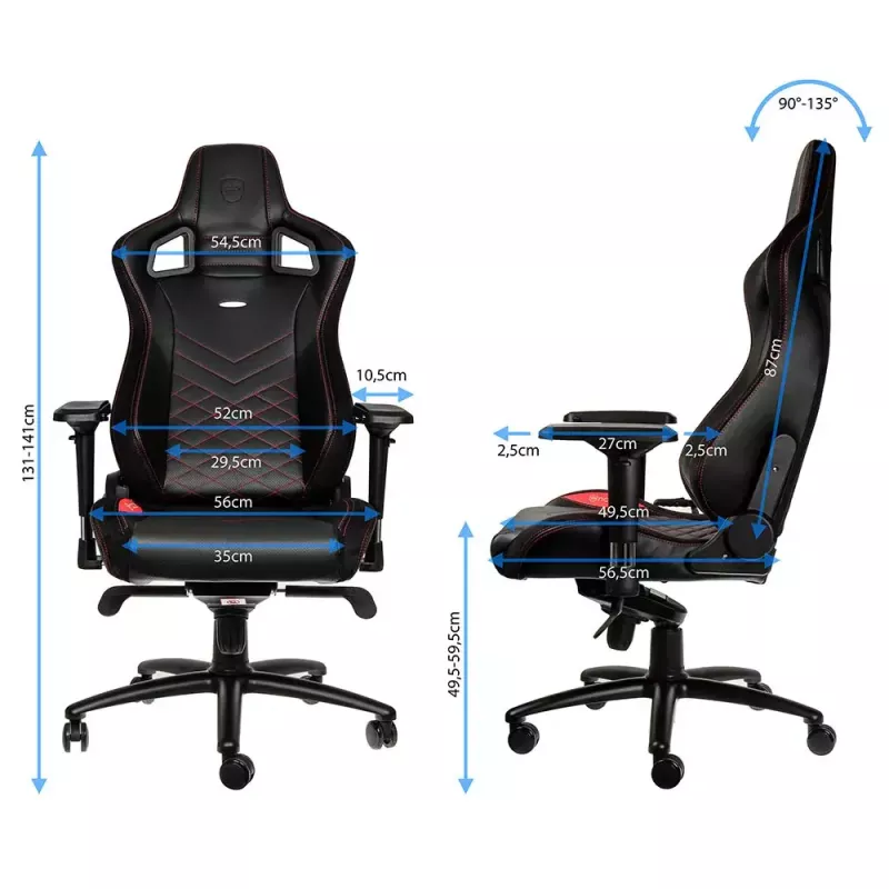 PC herná stolička noblechairs EPIC čalúnené sedadlo čierna červená 120 kg