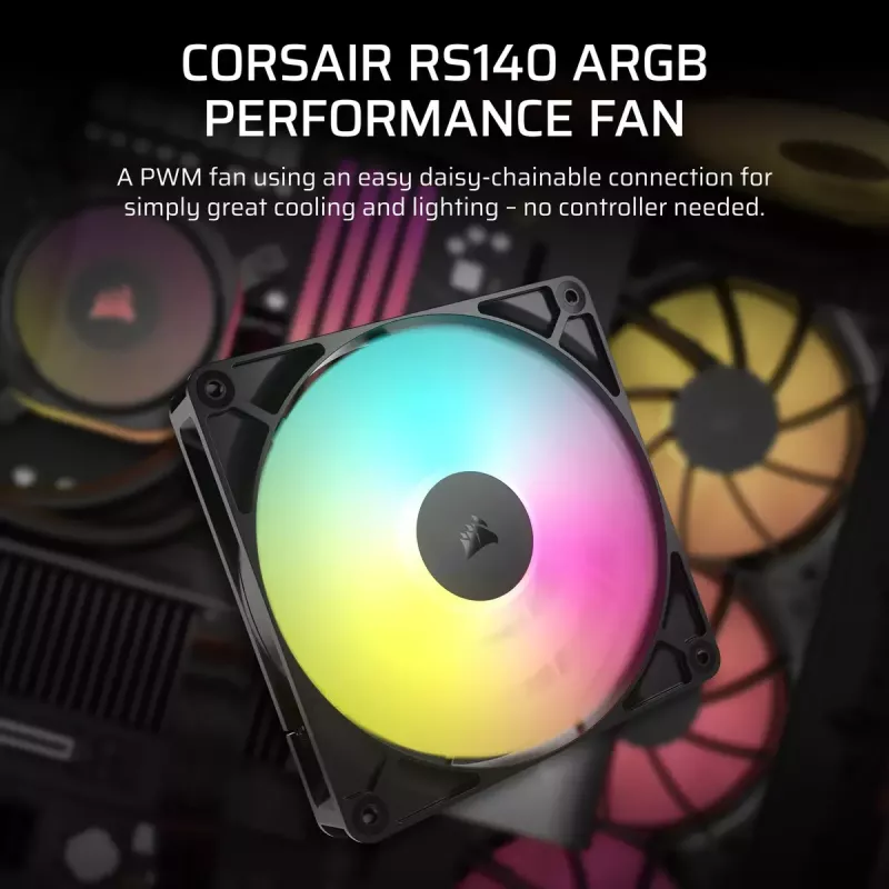 Ventilátor Corsair RS140 ARGB 14 cm čierny 330-1700 ot/min