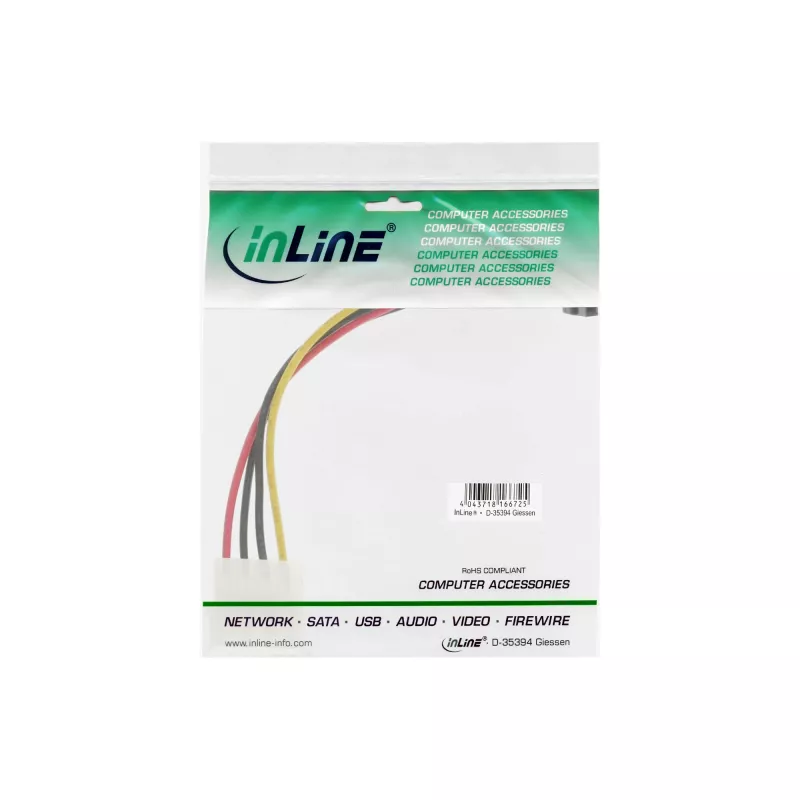 InLine SATA napájací adaptérový kábel 1x 4-pin samica / 15-pin SATA nahor zahnutý 29670X
