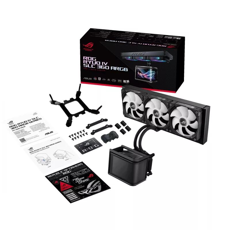 All-in-One kvapalinový chladič ASUS ROG Ryuo IV SLC 360 ARGB – 120 mm ventilátor, 360 mm radiátor, čierny