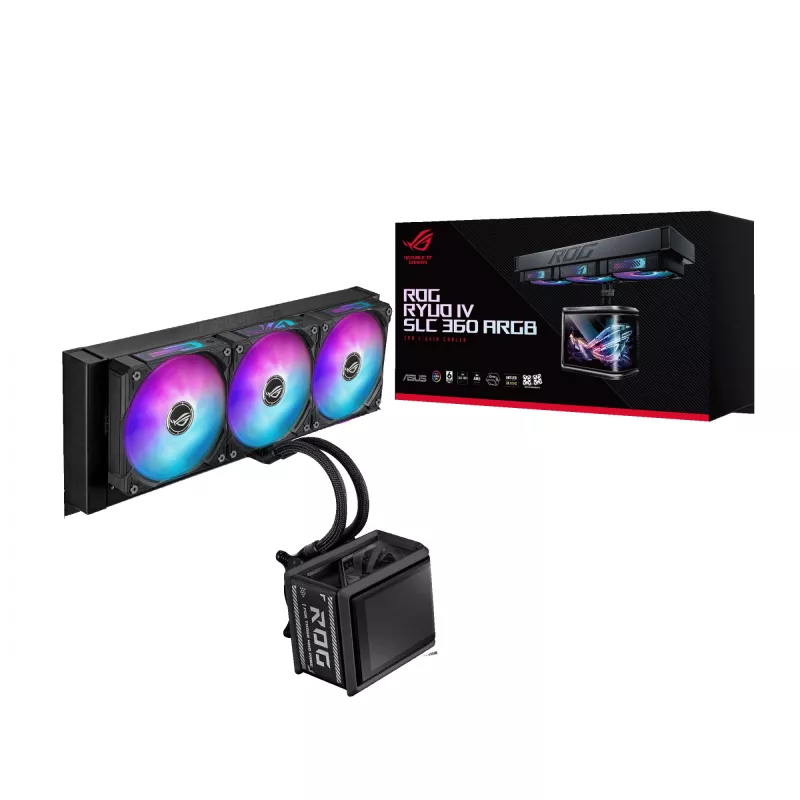 All-in-One kvapalinový chladič ASUS ROG Ryuo IV SLC 360 ARGB – 120 mm ventilátor, 360 mm radiátor, čierny