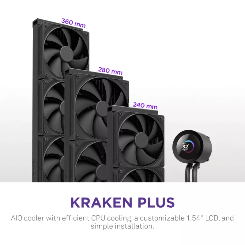 All-in-One kvapalinový chladič NZXT Kraken Plus 360 12 cm čierny Fluid Dynamic Bearing