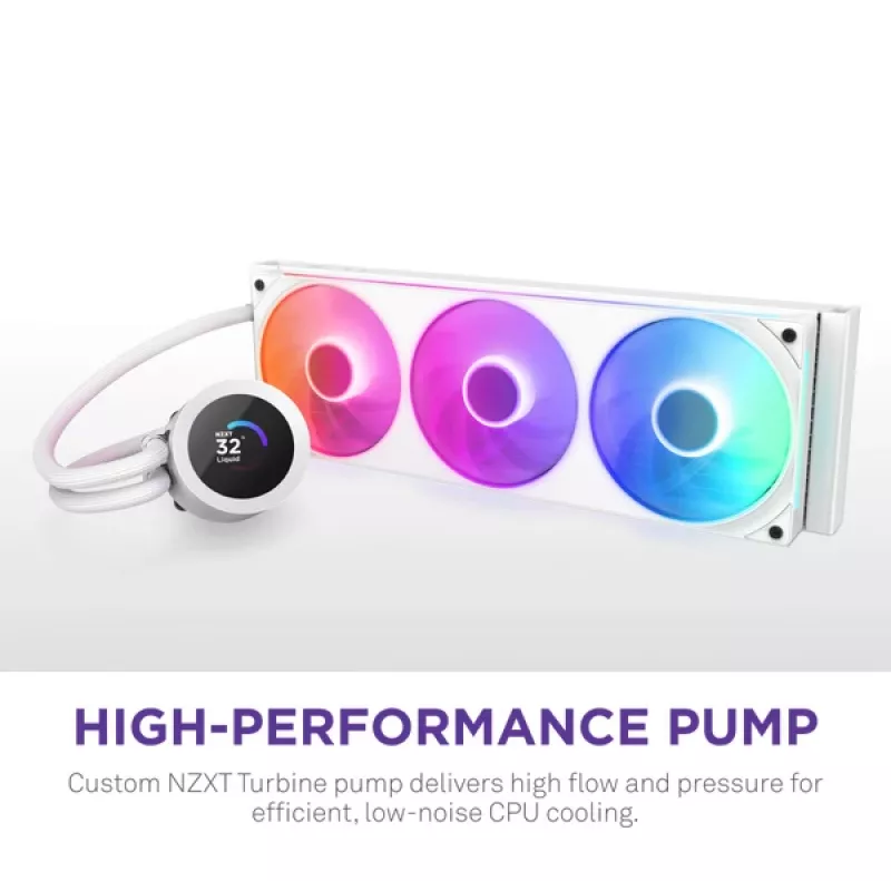 All-in-One kvapalinový chladič NZXT Kraken Plus 360 RGB biely 500–2400 ot/min