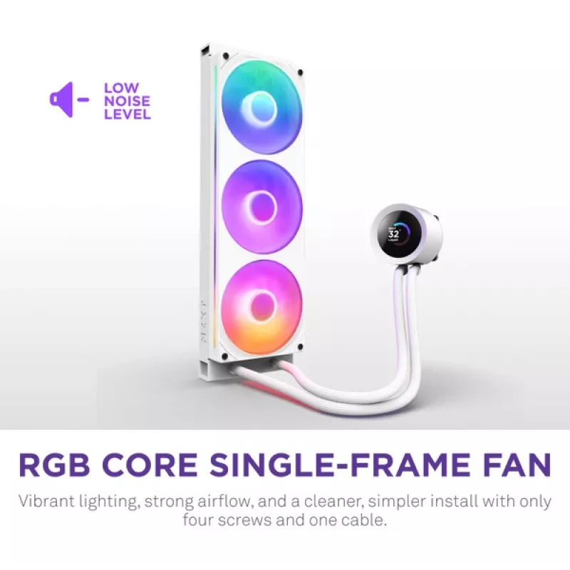 All-in-One kvapalinový chladič NZXT Kraken Plus 360 RGB biely 500–2400 ot/min