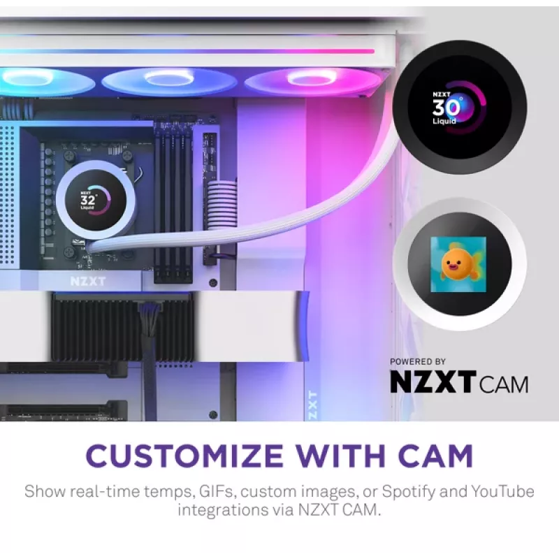 All-in-One kvapalinový chladič NZXT Kraken Plus 360 RGB biely 500–2400 ot/min