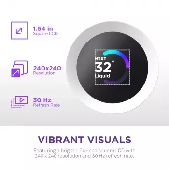 All-in-one kvapalinový CPU chladič NZXT Kraken Plus RGB 240 — 120 mm ventilátor, FDB ložisko, biely