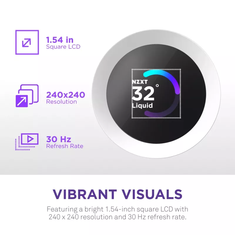 All-in-one kvapalinový CPU chladič NZXT Kraken Plus RGB 240 — 120 mm ventilátor, FDB ložisko, biely