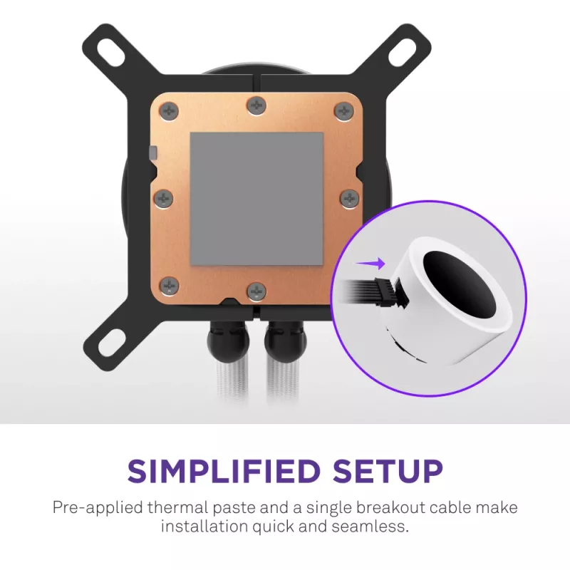 All-in-one kvapalinový CPU chladič NZXT Kraken Plus RGB 240 — 120 mm ventilátor, FDB ložisko, biely