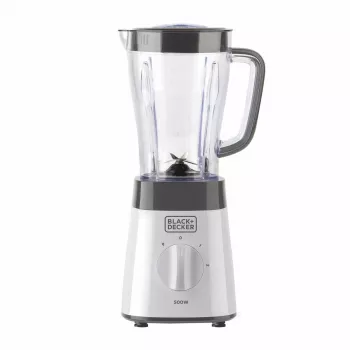 Stolový mixér Black & Decker BXJB500E – 1,5 L sklenená nádoba, 500 W, 2 rýchlosti, pulz, drvenie ľadu