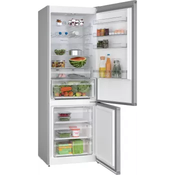 Voľne stojaca chladnička s mrazničkou Bosch Serie 4 KGN497LDF — 440 l celkovo, 311 l chladnička + 129 l mraznička, NoFrost, LED displej, nerez