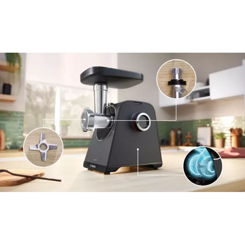 Bosch Serie 4 MFWS440B mlynček na mäso 1900 W, čierny, strieborný