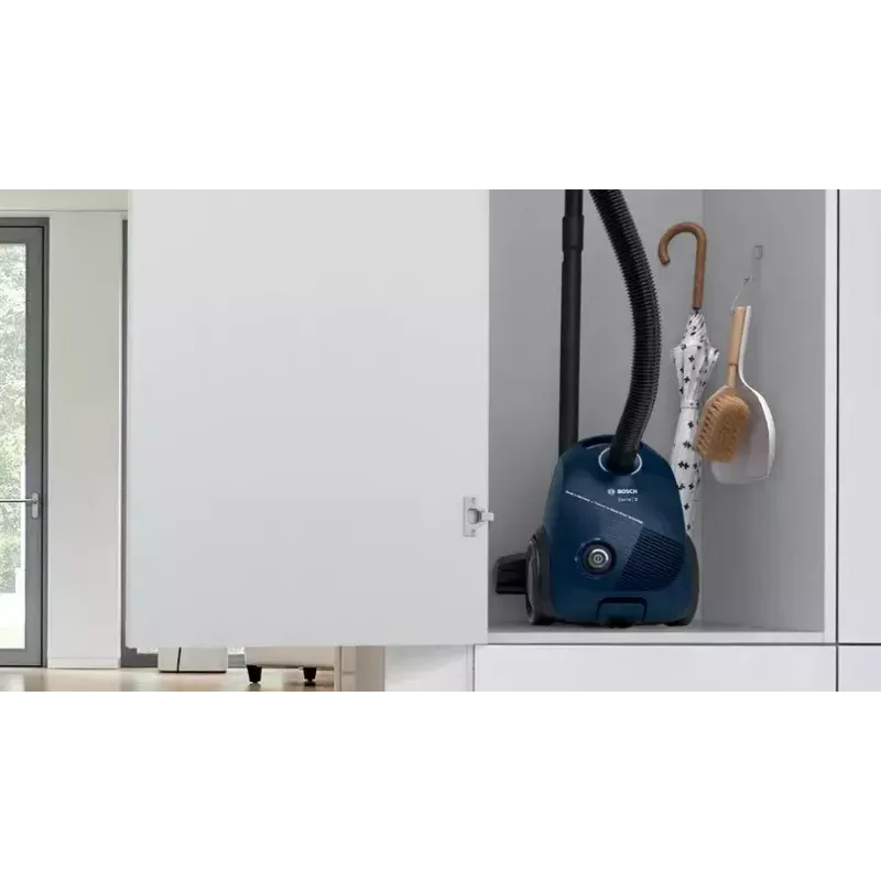 Vysávač Bosch Serie 2 BGBS2BU1T — 850 W, 3,5 l vrecko, 8 m akčný rádius, modrý