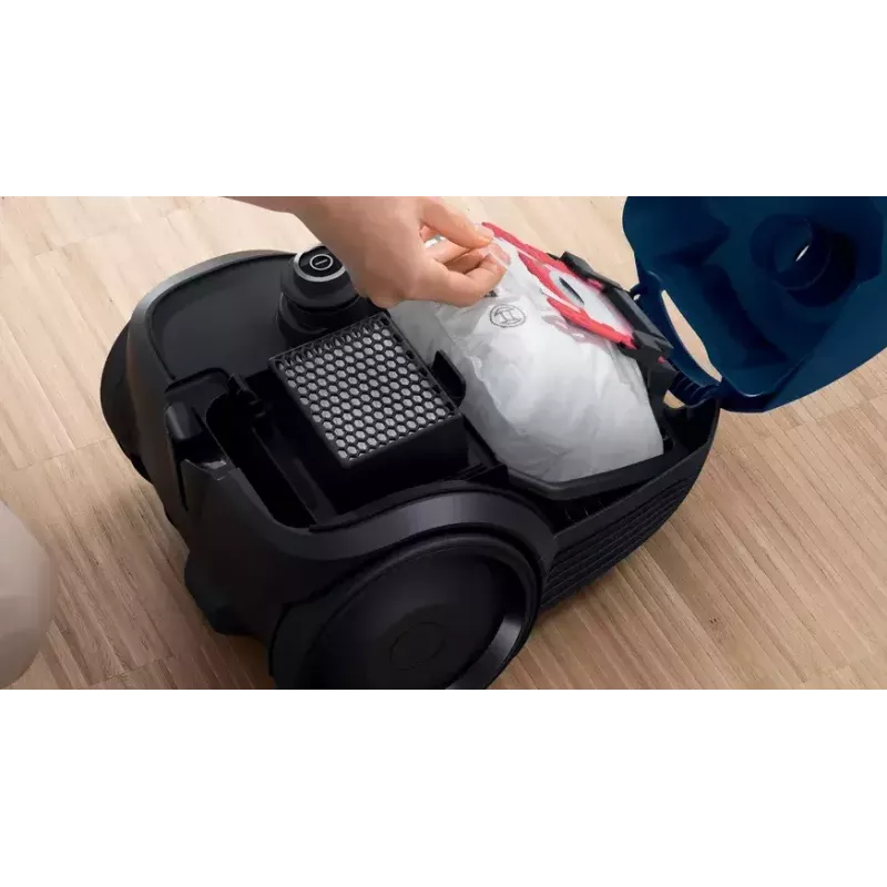 Vysávač Bosch Serie 2 BGBS2BU1T — 850 W, 3,5 l vrecko, 8 m akčný rádius, modrý