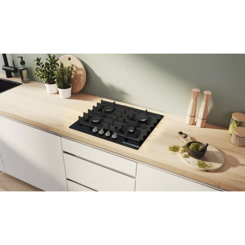 Bosch Serie 4 PNP6B6K40 varná doska čierna zabudovateľná 60 cm plynová 4 zóny