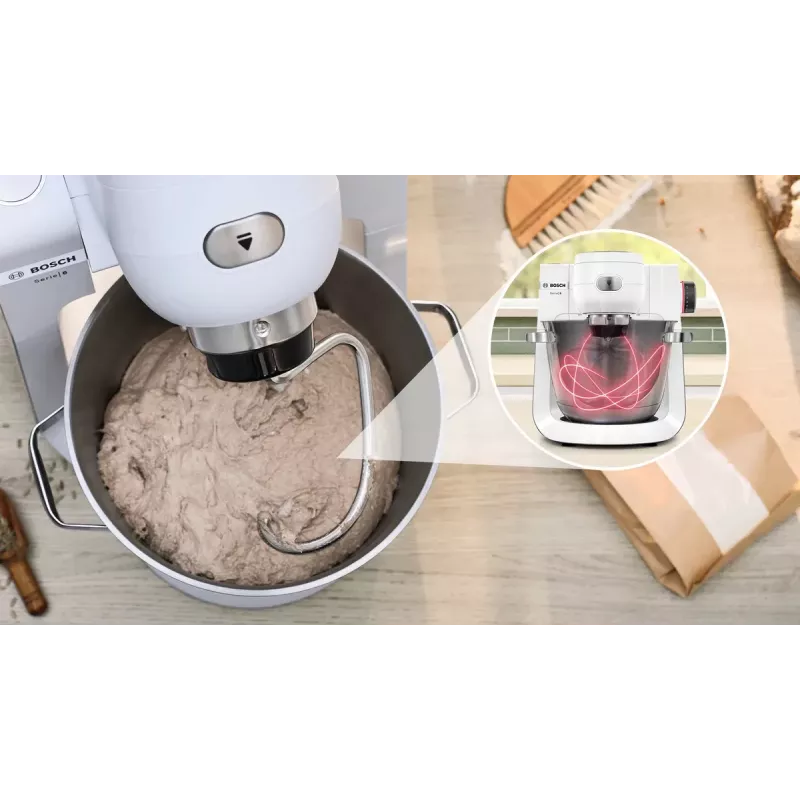 Bosch Serie 6 MUMS6EW22 kuchynský robot, 1600 W, cukrárska sada, nadstavec mixéra, biela/nehrdzavejúca oceľ