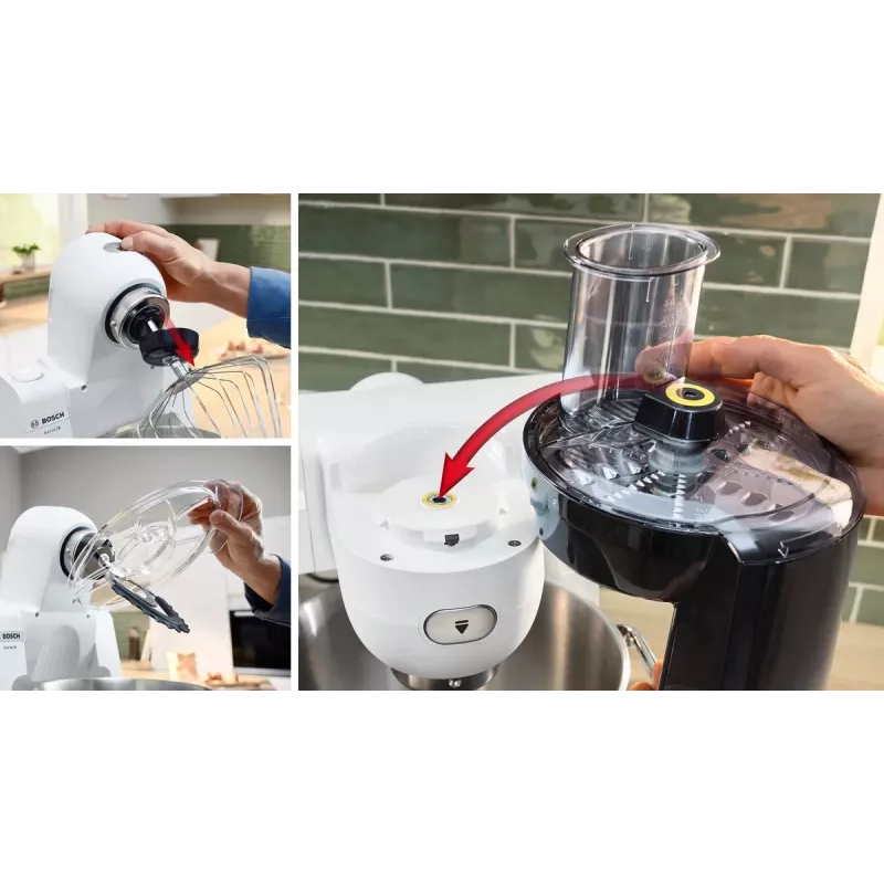 Bosch Serie 6 MUMS6EW22 kuchynský robot, 1600 W, cukrárska sada, nadstavec mixéra, biela/nehrdzavejúca oceľ