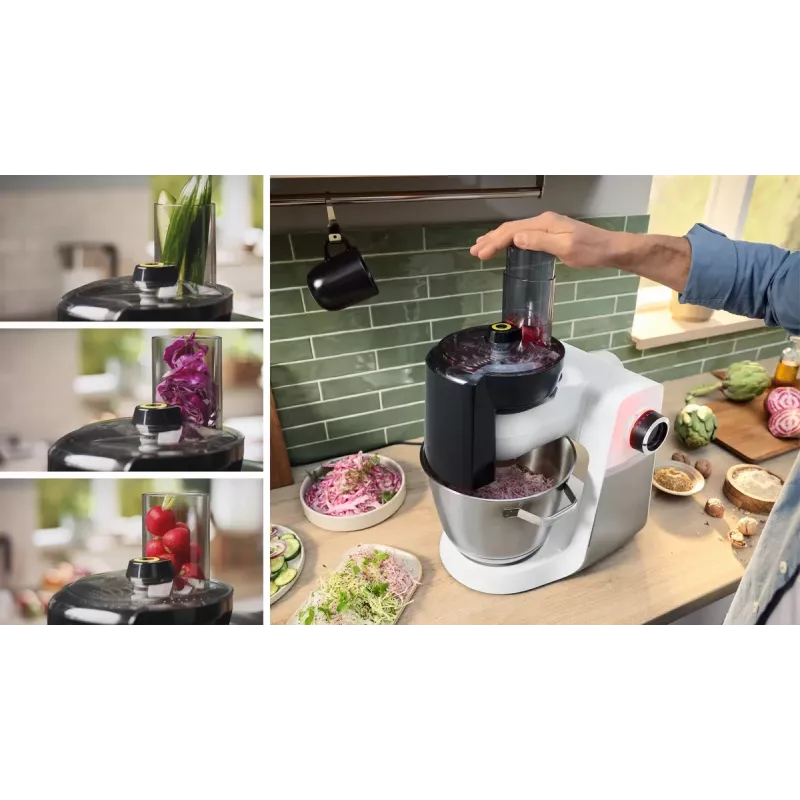 Bosch Serie 6 MUMS6EW22 kuchynský robot, 1600 W, cukrárska sada, nadstavec mixéra, biela/nehrdzavejúca oceľ