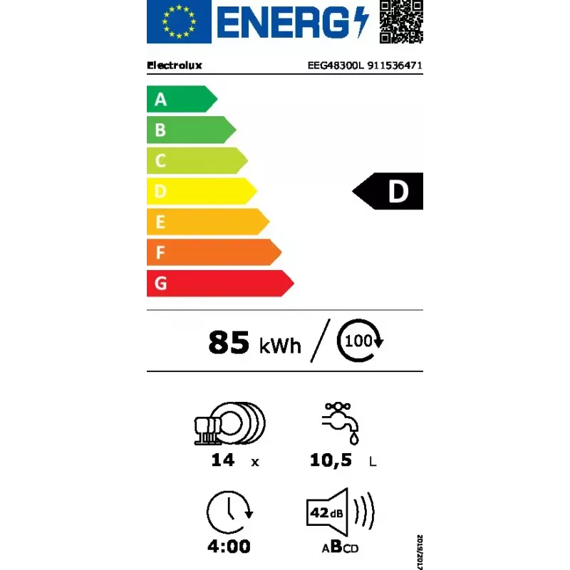 Vstavaná umývačka riadu Electrolux EEG48300L — 14 súprav riadu, 42 dB, 60 cm