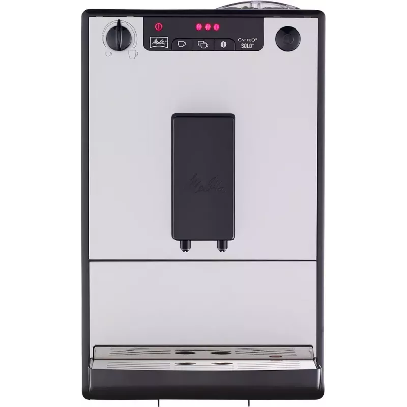 Espreso kávovar MELITTA SOLO E950-766, nádrž na vodu 1,2 l, integrovaný mlynček, 1400 W, strieborná