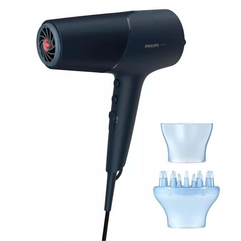 Fén Philips BHD512/00 2300 W, 6 stupňov teploty/rýchlosti, ionický, difúzor a koncentrátor, tmavomodrá