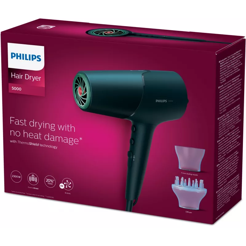 Fén Philips BHD512/00 2300 W, 6 stupňov teploty/rýchlosti, ionický, difúzor a koncentrátor, tmavomodrá