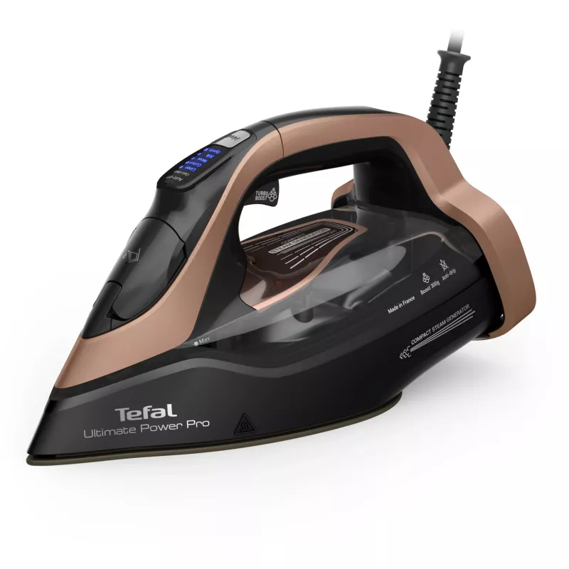 Tefal Ultimate Power Pro FV9E50 suchá a parná žehlička Durilium AirGlide Autoclean žehliaca plocha 3200 W čierna, medená
