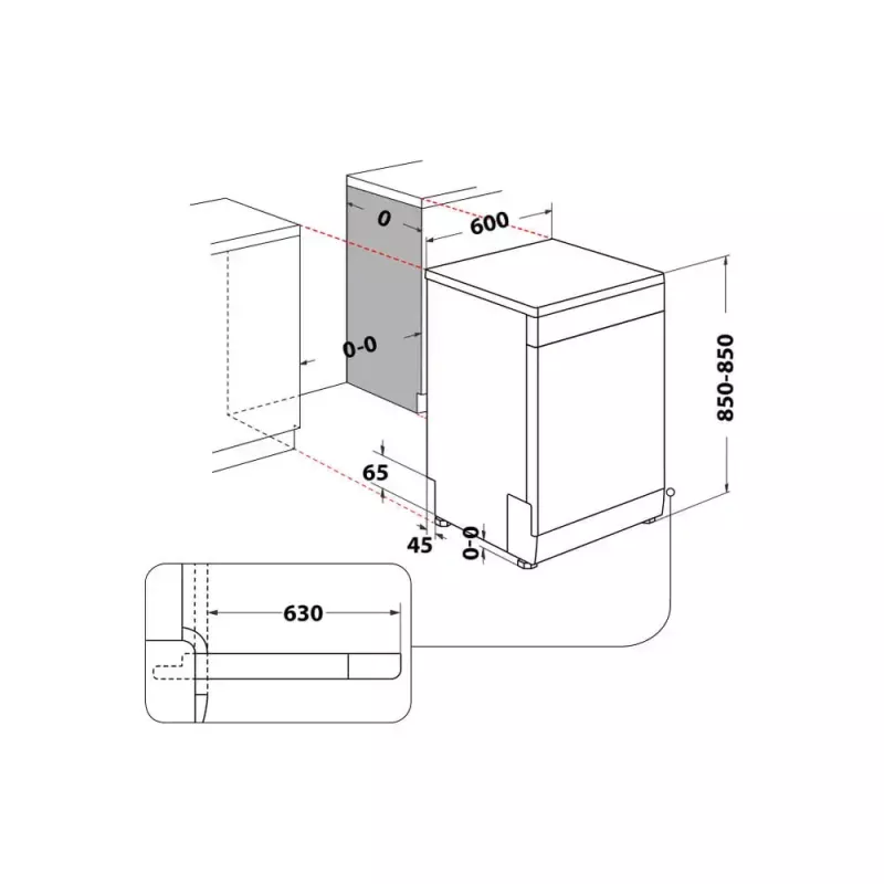 Voľne stojaca umývačka riadu WHIRLPOOL W7F HS41 X — 15 jedálenských súprav, 41 dB, Fullsize 60 cm