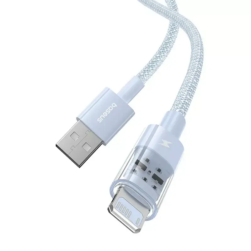 USB kábel Baseus Gem P10373003311-01 — 2 m, 2,4 A, Lightning na USB-A, nylonový plášť, modrý