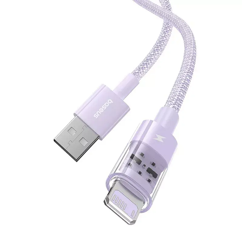 USB nabíjací kábel Baseus Gem P10373003511-01 — 2 m, 2,4 A, USB-A na Lightning, fialový