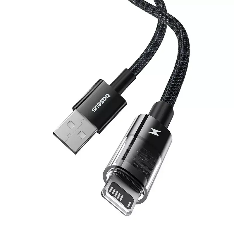 USB nabíjací kábel Baseus Gem P10373003111-00, 1 m, 2,4 A, nylonový plášť, Lightning, USB-A, čierny