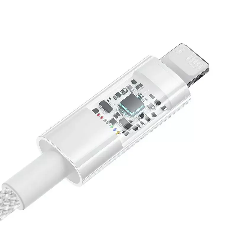 USB nabíjací kábel Baseus Gem P10373003211-00, 1 m, 2,4 A, Lightning/USB-A, biely, nylonový plášť