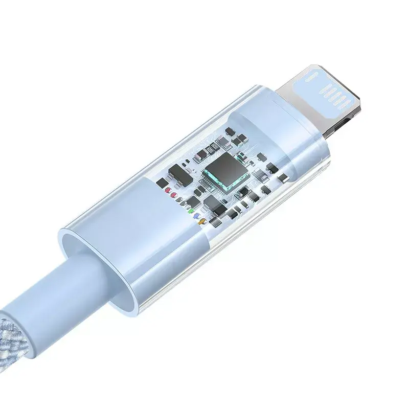 USB kábel Baseus Gem P10373003311-00 — 1 m, 2,4 A rýchlonabíjanie, Lightning/USB-A, modrý, nylonový plášť