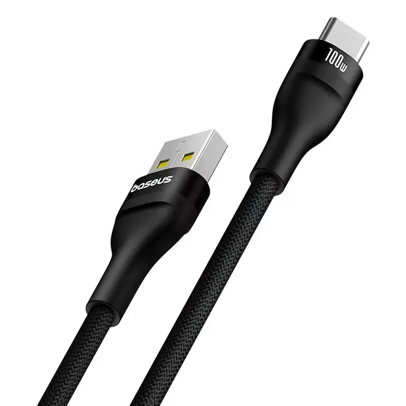 USB-A na USB-C kábel Baseus Flash 2 1m 100W čierny, USB PD, 480 Mbit/s, nylon