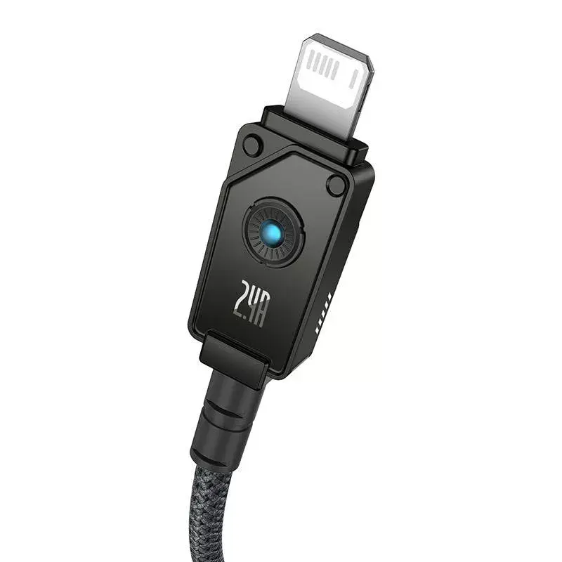 Kábel USB-A na Lightning Baseus P10355802111-00 — 1 m, 5V/2.4A, USB PD, aramidové vlákno, čierny