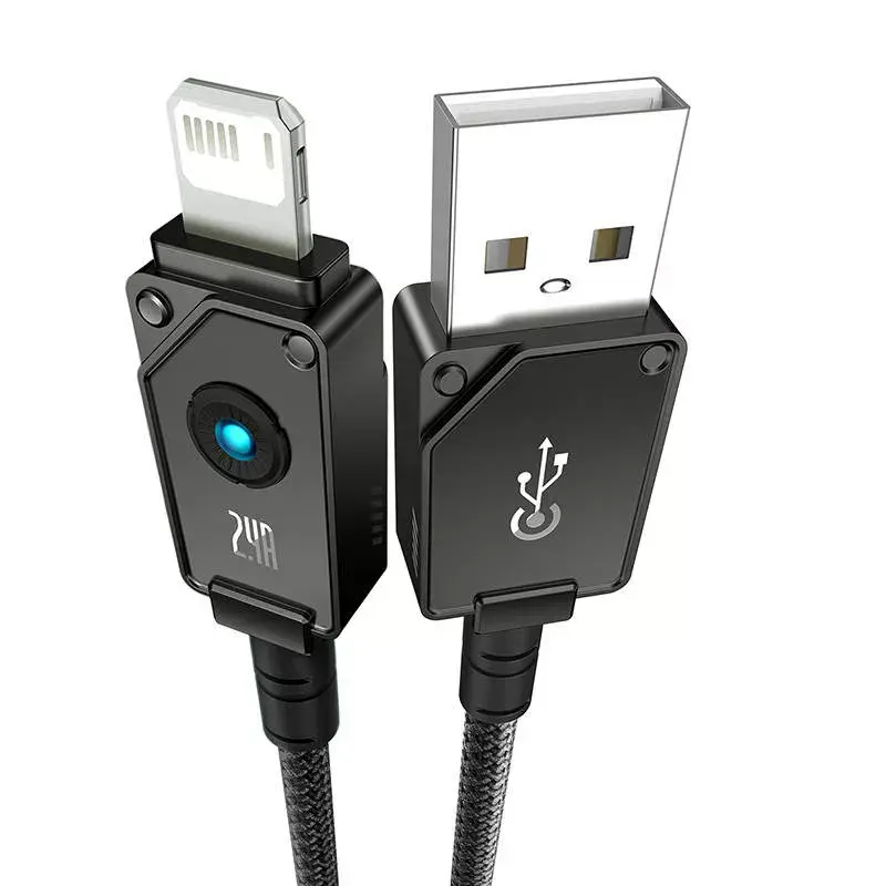 Kábel USB-A na Lightning Baseus P10355802111-00 — 1 m, 5V/2.4A, USB PD, aramidové vlákno, čierny