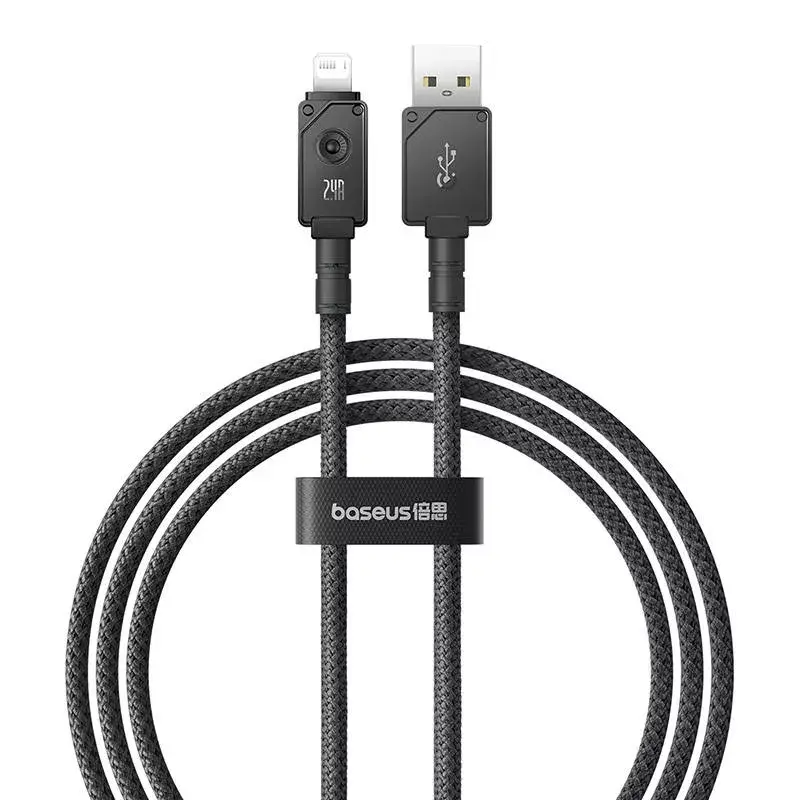 Kábel USB-A na Lightning Baseus P10355802111-00 — 1 m, 5V/2.4A, USB PD, aramidové vlákno, čierny