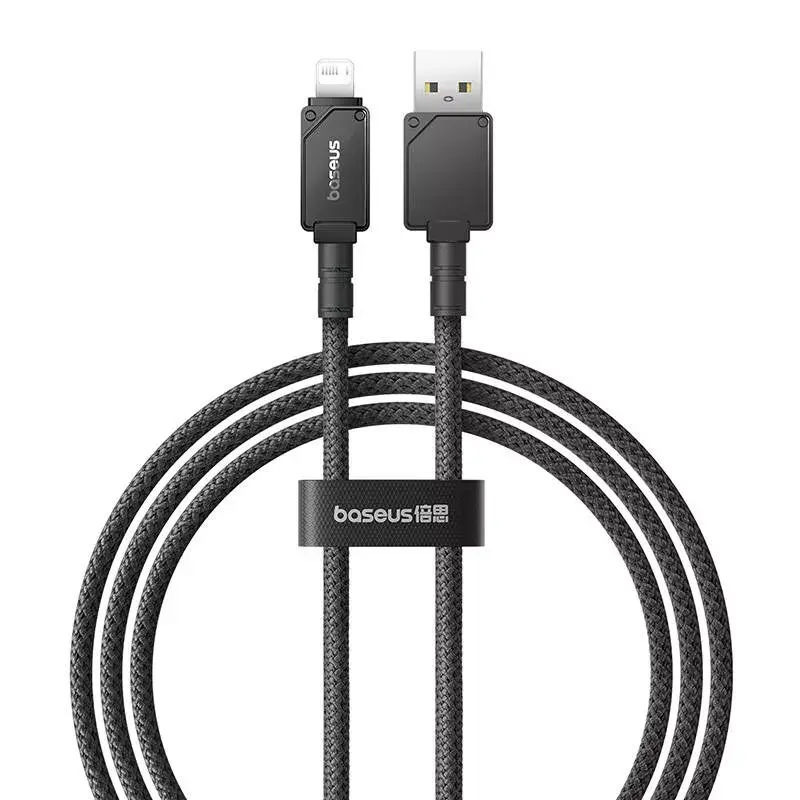Kábel USB-A na Lightning Baseus P10355802111-00 — 1 m, 5V/2.4A, USB PD, aramidové vlákno, čierny