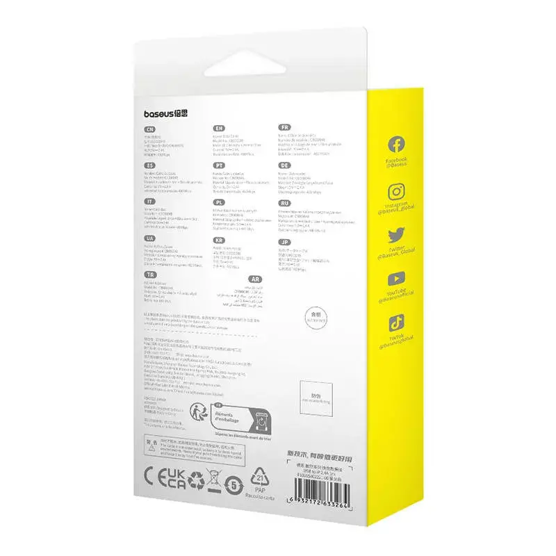 USB-A na Lightning kábel Baseus 1 m 5 V 2,4 A biely, USB PD, 480 Mbit/s