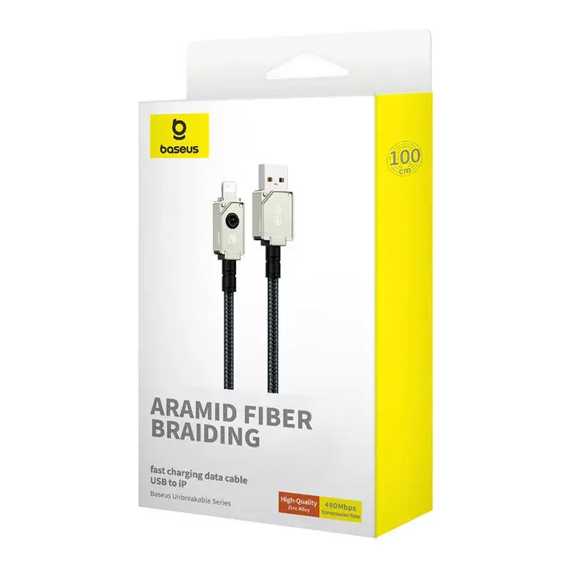 USB-A na Lightning kábel Baseus 1 m 5 V 2,4 A biely, USB PD, 480 Mbit/s