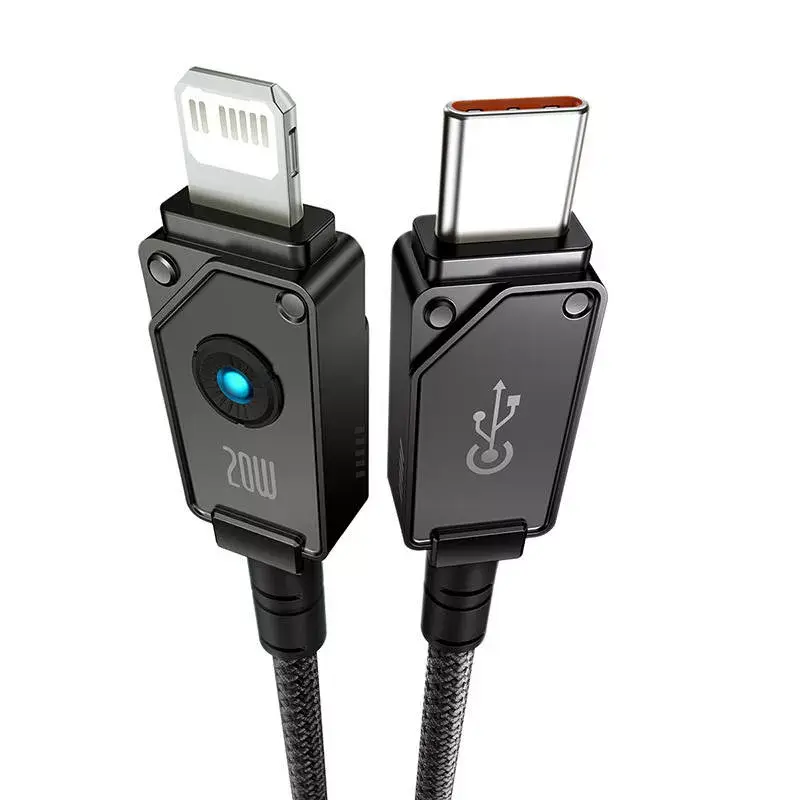 Kábel USB-C na Lightning Baseus Unbreakable 1m 20W – aramidové vlákno, 480 Mbit/s, čierny
